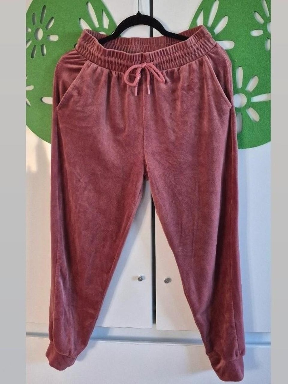 Velour Drawstring Jogger Pants - Mauve Pink